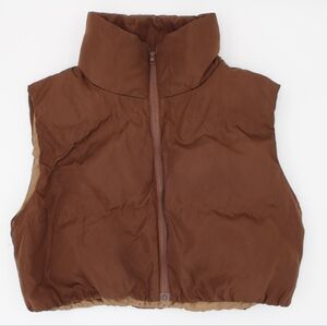 Brown XS Light Puffer Cropped Vest